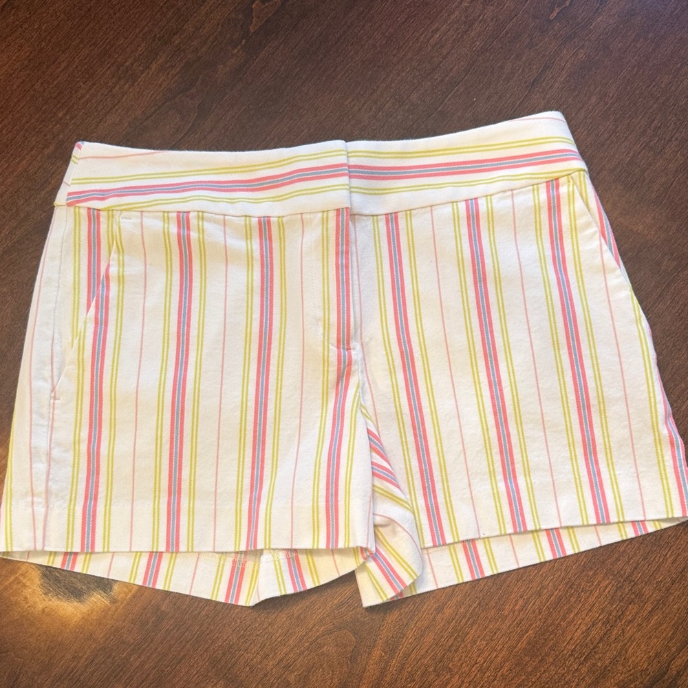 LOFT The Riviera Striped Shorts Size 2 White, Pink, Blue, Yellow/Green
